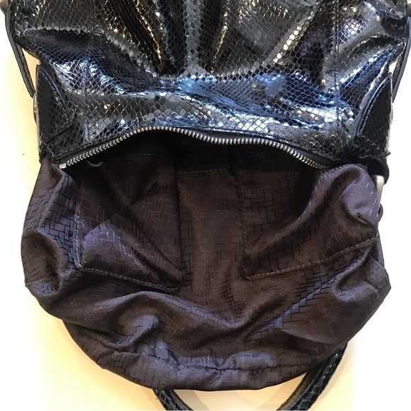 Cole Haan Black Embossed Snakeskin Shoulder Bag - Picture 14 of 16